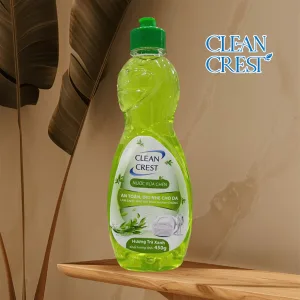 Nước Rửa Chén Bát Clean Crest Hương Trà Xanh 450g, Nước Rửa Bát Đậm Đặc, Đánh Bay Dầu Mỡ Cứng Đầu, Bảo Vệ Da Tay